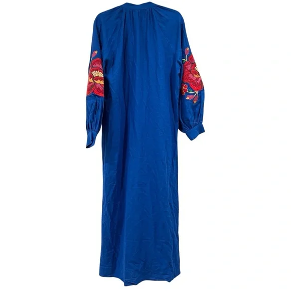 FINAL PRICE NEW NWT FARM Rio Flowerful Rio Embroidery Linen Kaftan Midi Dress - Picture 3 of 13